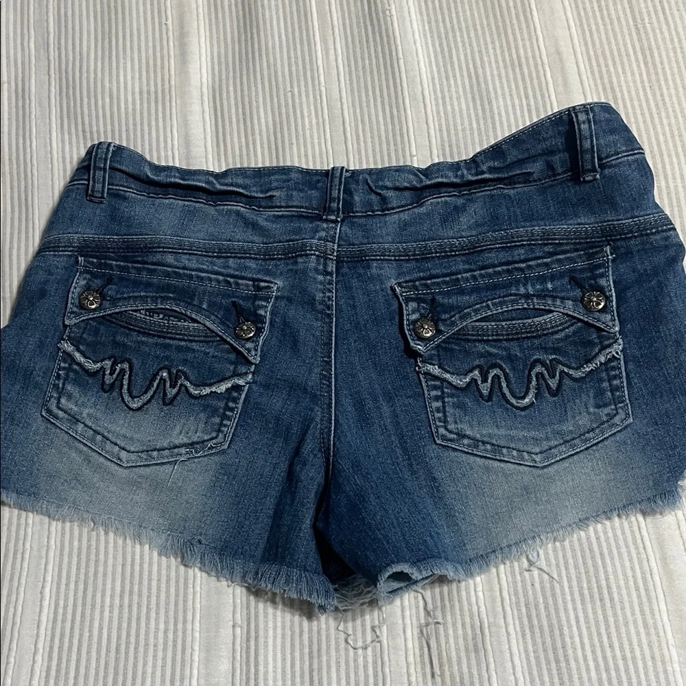 Rue21 Dark Blue Frayed Denim Shorts